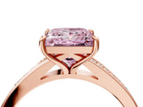 Rose gold Fancy Pink Princess Cut Diamond Solitaire Ring with Pavé Band and Prong Setting_16