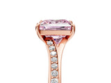 Rose gold Fancy Pink Princess Cut Diamond Solitaire Ring with Pavé Band and Prong Setting_17