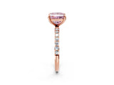 Rose gold Fancy Pink Princess Cut Diamond Solitaire Ring with Pave Band and Four Prong Setting_14