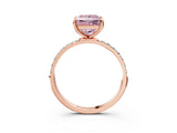 Rose gold Fancy Pink Princess Cut Diamond Solitaire Ring with Pave Band and Four Prong Setting_15