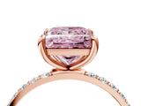 Rose gold Fancy Pink Princess Cut Diamond Solitaire Ring with Pave Band and Four Prong Setting_16