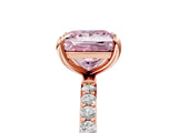 Rose gold Fancy Pink Princess Cut Diamond Solitaire Ring with Pave Band and Four Prong Setting_17