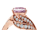 Rose gold Fancy Pink Princess Cut Diamond Solitaire Ring with Prong Setting and Twisted Pavé Band_4