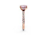 Rose gold Fancy Pink Princess Cut Diamond Solitaire Ring with Round  Pavé Band and Four-Prong Setting_50