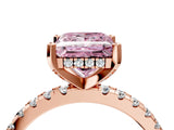 Rose gold Fancy Pink Princess Cut Diamond Solitaire Ring with Round  Pavé Band and Four-Prong Setting_52