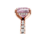 Rose gold Fancy Pink Princess Cut Diamond Solitaire Ring with Round  Pavé Band and Four-Prong Setting_53
