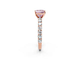 Rose gold Fancy Pink Princess Cut Diamond Solitaire Ring with Shared Prong Pavé Band and Four-Prong Setting_35