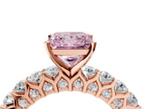Rose gold Fancy Pink Princess Cut Diamond Solitaire Ring with Shared Prong Pavé Band and Four-Prong Setting_37