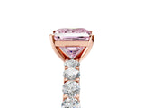 Rose gold Fancy Pink Princess Cut Diamond Solitaire Ring with Shared Prong Pavé Band and Four-Prong Setting_38