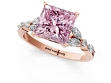 Rose gold Fancy Pink Princess Cut Diamond Solitaire Ring with Side Stones and Four-Prong Setting_18