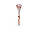 Rose gold Fancy Pink Princess Cut Diamond Solitaire Ring with Side Stones and Four-Prong Setting_19