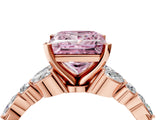 Rose gold Fancy Pink Princess Cut Diamond Solitaire Ring with Side Stones and Four-Prong Setting_21