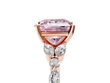 Rose gold Fancy Pink Princess Cut Diamond Solitaire Ring with Side Stones and Four-Prong Setting_22