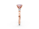Rose gold Fancy Pink Princess  Cut Diamond Solitaire Ring with Tapered Baguette Accents and Four-Prong Setting_2