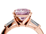 Rose gold Fancy Pink Princess  Cut Diamond Solitaire Ring with Tapered Baguette Accents and Four-Prong Setting_4