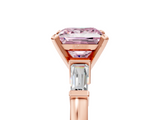 Rose gold Fancy Pink Princess  Cut Diamond Solitaire Ring with Tapered Baguette Accents and Four-Prong Setting_5