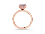 Rose gold Fancy Pink Princess Cut Diamond Solitaire Ring with Thin Band and Prong Setting_15