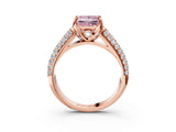 Rose gold Fancy Pink Princess Cut Diamond Solitaire Ring with Three-Row Pavé Band and Four-Prong Setting_21