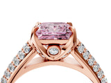 Rose gold Fancy Pink Princess Cut Diamond Solitaire Ring with Three-Row Pavé Band and Four-Prong Setting_22