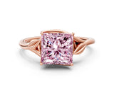 Rose gold Fancy Pink Princess Cut Diamond Solitaire Ring with Twist Band and Four-Prong Setting_28