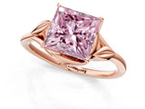 Rose gold Fancy Pink Princess Cut Diamond Solitaire Ring with Twist Band and Four-Prong Setting_29