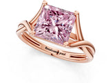 Rose gold Fancy Pink Princess Cut Diamond Solitaire Twist Band Prong Setting Ring_93