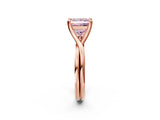 Rose gold Fancy Pink Princess Cut Diamond Solitaire Twist Band Prong Setting Ring_94
