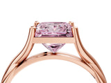 Rose gold Fancy Pink Princess Cut Diamond Solitaire Twist Band Prong Setting Ring_96