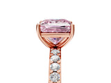 Rose gold Fancy Pink Princess  Cut Diamond Solitaire with Pave Band and Four-Prong Setting 1
