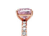 Rose gold Fancy Pink Princess  Cut Diamond Solitaire with Pave Band and Four-Prong Setting 10