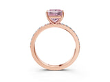 Rose gold Fancy Pink Princess  Cut Diamond Solitaire with Pave Band and Four-Prong Setting 12