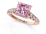 Rose gold Fancy Pink Princess  Cut Diamond Solitaire with Pave Band and Four-Prong Setting_1