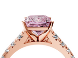 Rose gold Fancy Pink Princess  Cut Diamond Solitaire with Pave Band and Four-Prong Setting_4