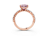 Rose gold Fancy Pink Princess Cut Diamond Solitaire with Side Stones, Pave Band, Four-Prong Setting_32