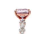 Rose gold Fancy Pink Princess Cut Diamond Solitaire with Side Stones, Pave Band, Four-Prong Setting_34