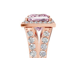 Rose gold Fancy Pink Princess Cut Diamond Split Shank Halo Ring with Four-Prong Setting_22