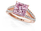 Rose gold Fancy Pink Princess Cut Diamond Split Shank Pavé Engagement Ring with Four-Prong Setting_19