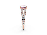 Rose gold Fancy Pink Princess Cut Diamond Split Shank Pavé Engagement Ring with Four-Prong Setting_20
