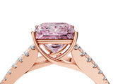Rose gold Fancy Pink Princess Cut Diamond Split Shank Pavé Engagement Ring with Four-Prong Setting_22