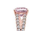 Rose gold Fancy Pink Princess Cut Diamond Split Shank Pavé Engagement Ring with Four-Prong Setting_23