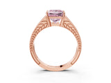 Rose gold Fancy Pink Princess Cut Diamond Split Shank Ring with Pavé Band and Four-Prong Setting_20