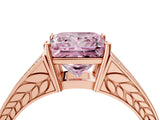 Rose gold Fancy Pink Princess Cut Diamond Split Shank Ring with Pavé Band and Four-Prong Setting_21