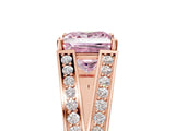 Rose gold Fancy Pink Princess Cut Diamond Split Shank Ring with Pavé Band and Four-Prong Setting_22