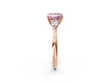 Rose gold Fancy Pink Princess Cut Diamond Three-Stone Ring with Pear Side Stones and Four-Prong Setting_60