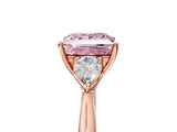Rose gold Fancy Pink Princess Cut Diamond Three-Stone Ring with Pear Side Stones and Four-Prong Setting_63