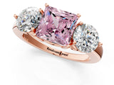 Rose gold Fancy Pink Princess Cut Diamond Three-Stone Ring with Prong Setting and Classic Band_41