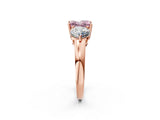 Rose gold Fancy Pink Princess Cut Diamond Three-Stone Ring with Prong Setting and Classic Band_42
