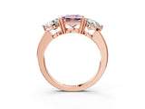Rose gold Fancy Pink Princess Cut Diamond Three-Stone Ring with Prong Setting and Classic Band_43