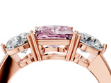 Rose gold Fancy Pink Princess Cut Diamond Three-Stone Ring with Prong Setting and Classic Band_44