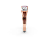 Rose gold Fancy Pink Princess Cut Diamond Three-Stone Ring with Prong Setting and Textured Band_2